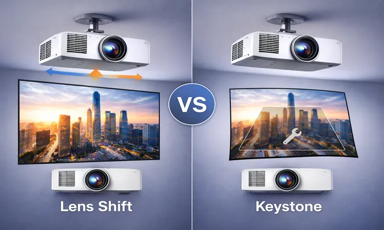 مقايسه تصميم ساز لنز شيفت و کيستون | ایران پروژکتور