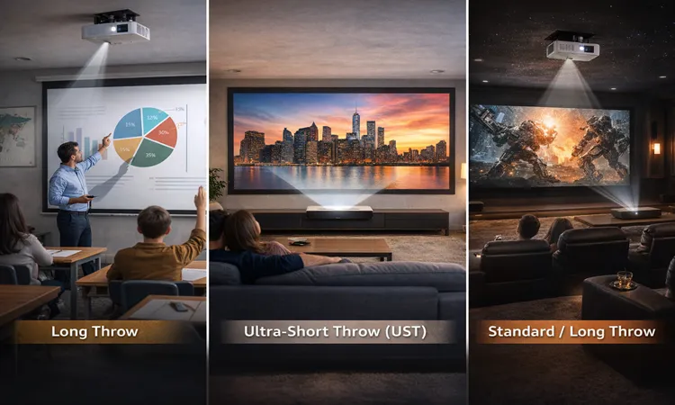 انواع نسبت پرتاب و انتخاب درست بر اساس نوع فضا | ایران پروژکتور
