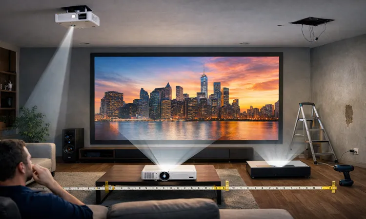 نسبت پرتاب پروژکتور چیست؟ راهنمای کامل محاسبه فاصله نصب تا پرده | ایران پروژکتور